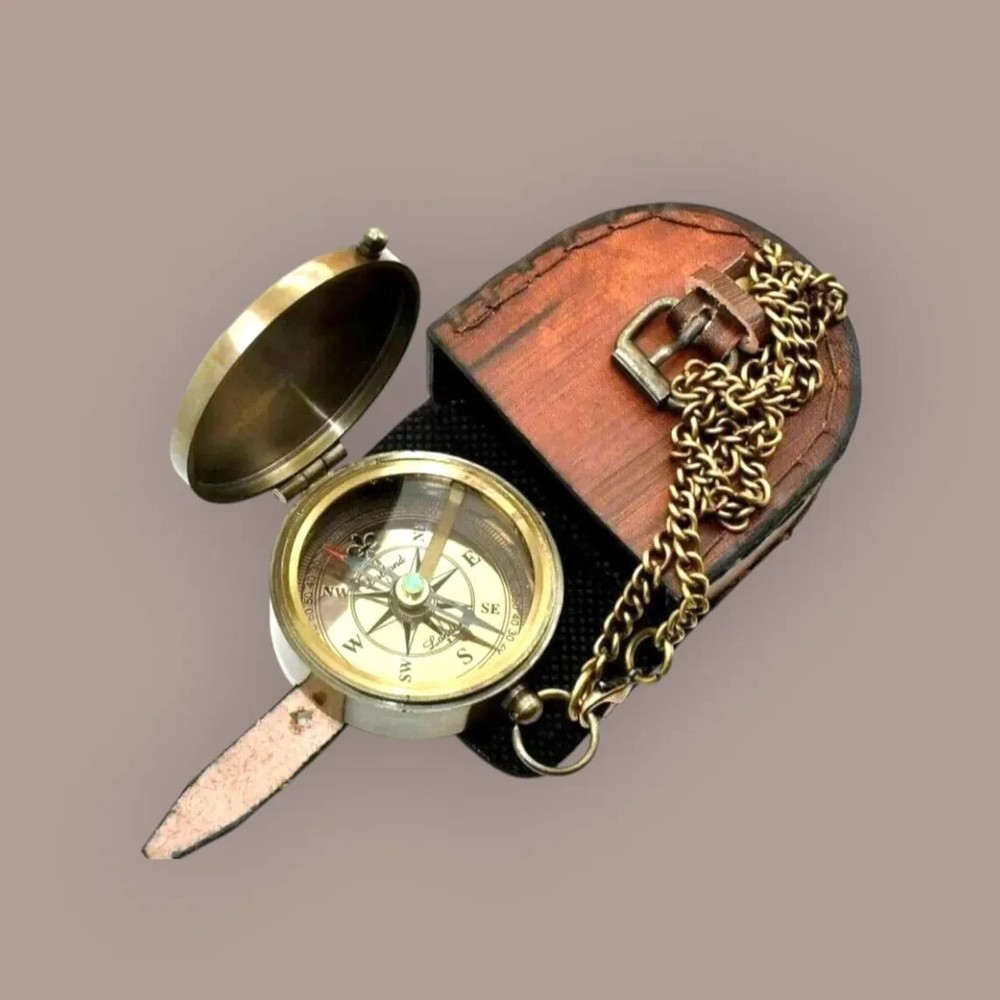 Solid Brass Pocket Compass | Vintage Nautical Navigation Tool | Gift for Sailor