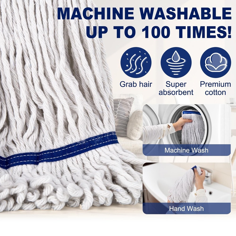 Loop-End String Mop Heavy Duty Commercial Industrial Mops with 2 Ex... Fast Ship