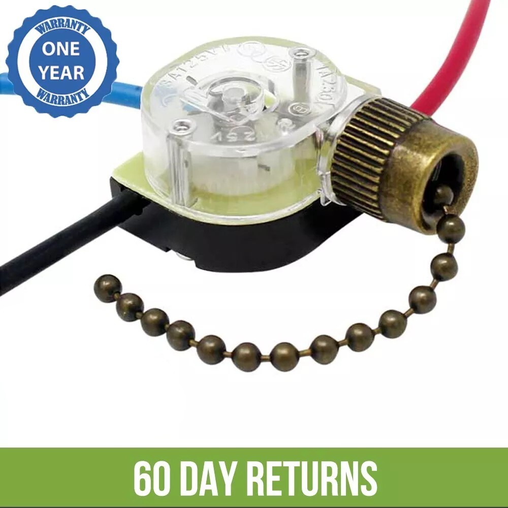 ZE-110 3 Wire Pull Chain Light Switch For Hunter Harbor Breeze Hampton Bay Fans