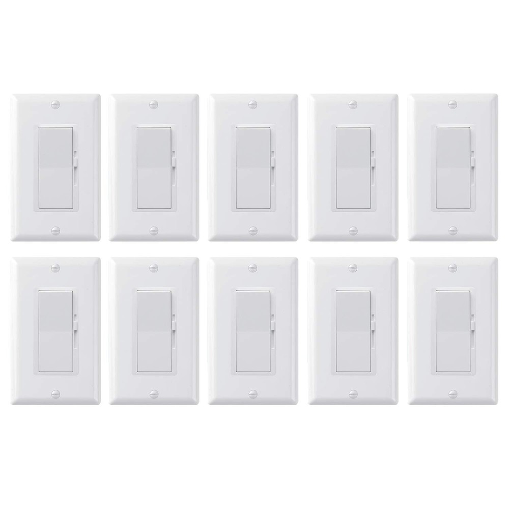 Decora Dimmer Light Switch Single Pole / 3-Way - LED / Incandescent / CFL 10 PK