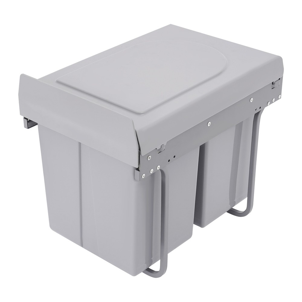 Pull Out Trash Kitchen Under Cabinet Waste Container Double Garbage Can 40L