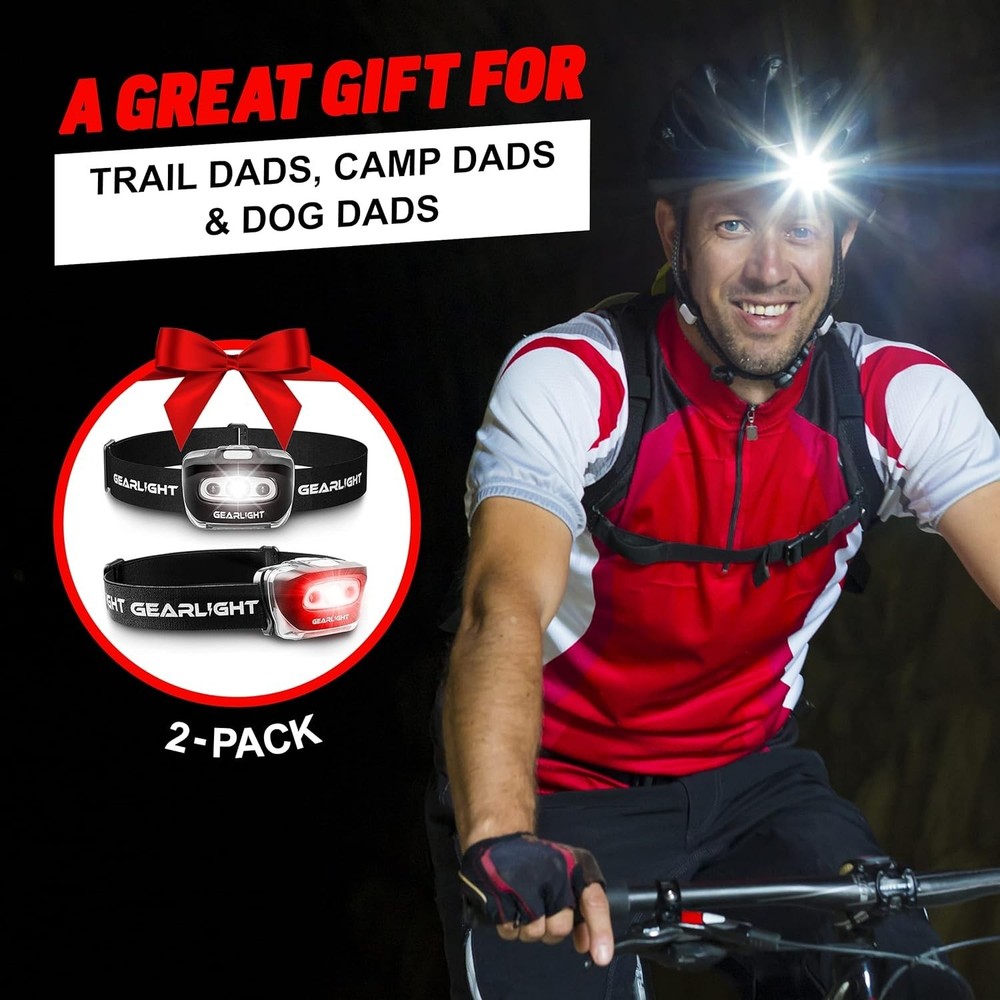 Versatile 2-Pack LED Headlamps - Water-Resistant, Adjustable, Lightweight Design