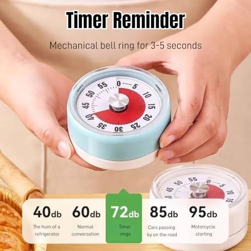 Kitchen Timer,Visual Timer,100% Mechanical Desk Timer,No Batteries