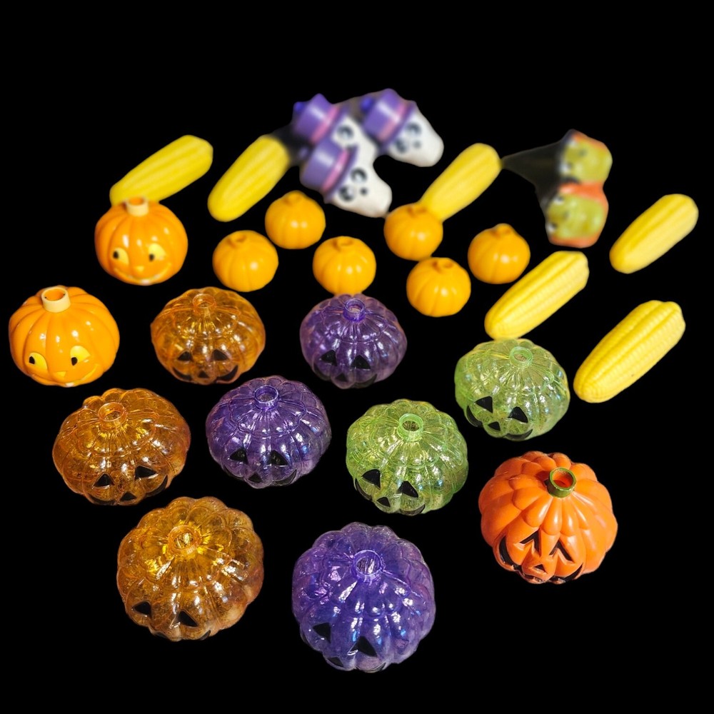 28pc  Halloween Fall String Light Covers Only Jack O Lanterns Witch Skull Corn