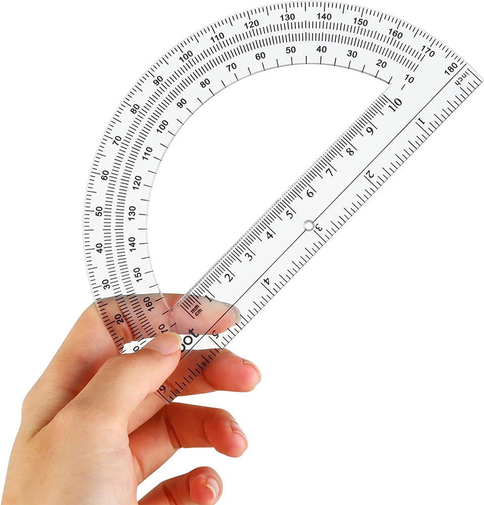 24 Pack Plastic Protractors Bulk Math Protractor 180 Degrees 6 Inch, Clear