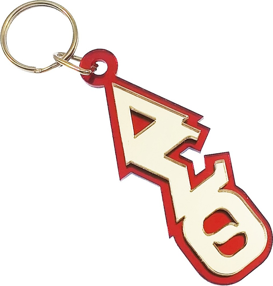 Delta Sigma Theta Vertical Key Chain [Red/Silver - 3.5" x 1.5"]