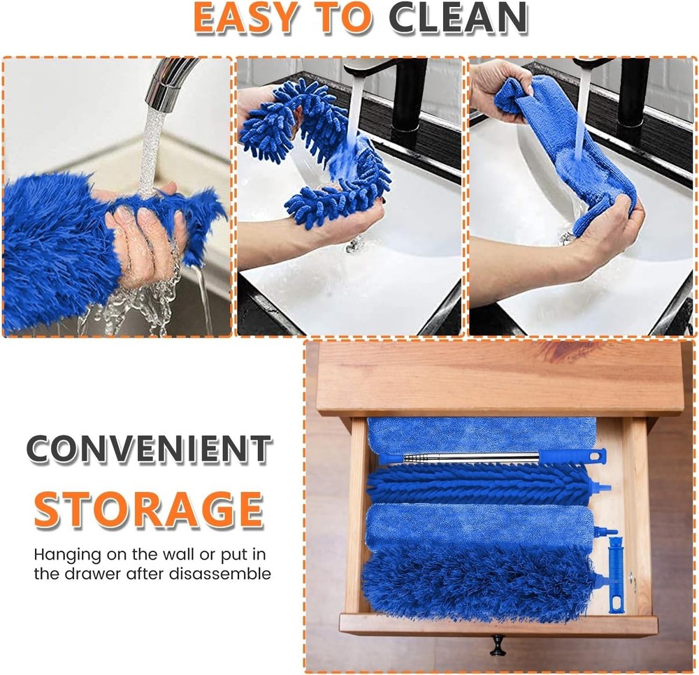 Microfiber Feather Duster, 6PCS Extendable Bendable Dusters with 100" Telesco...