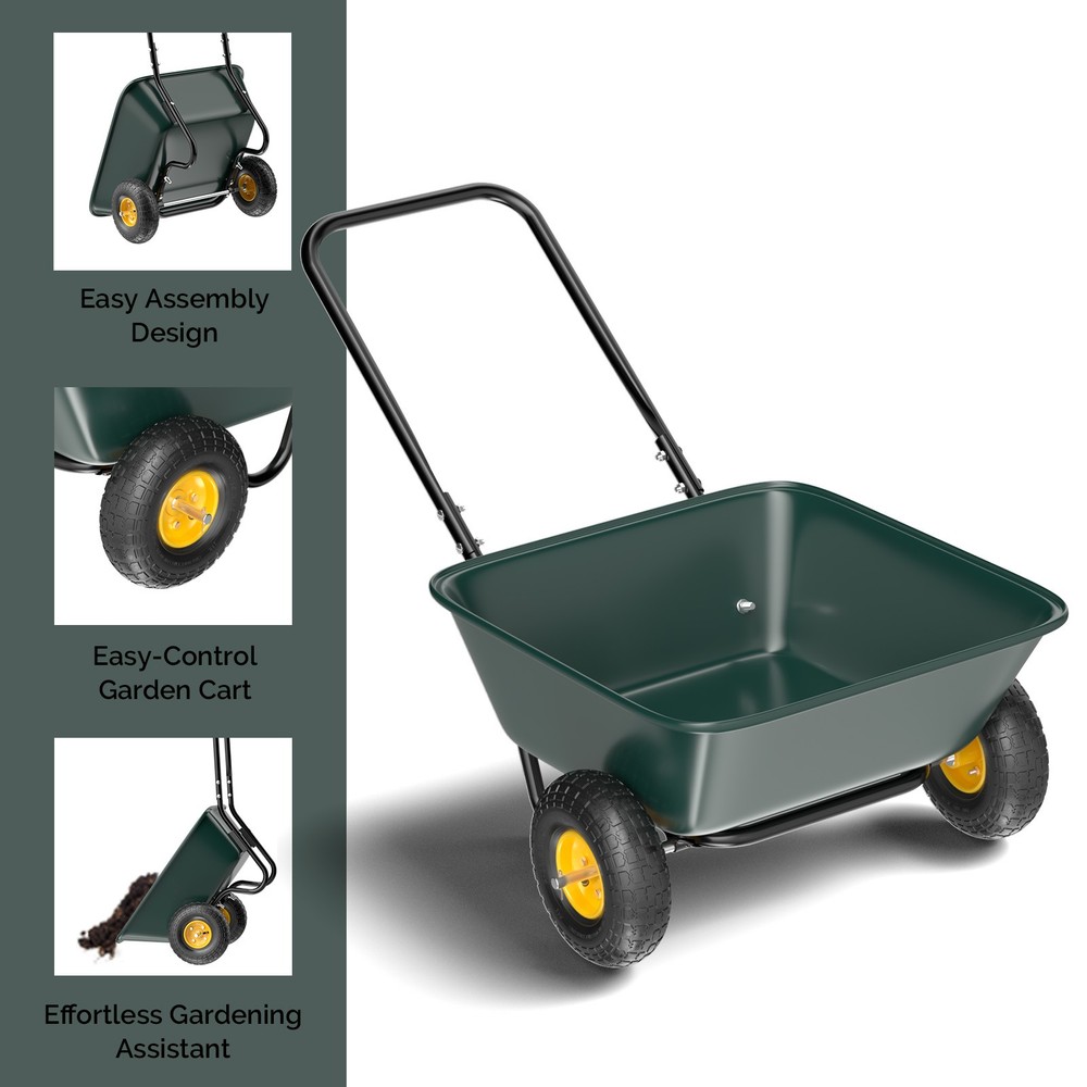 Poly Dump Cart, 2-Wheel Garden Wagon with U-shaped Handle