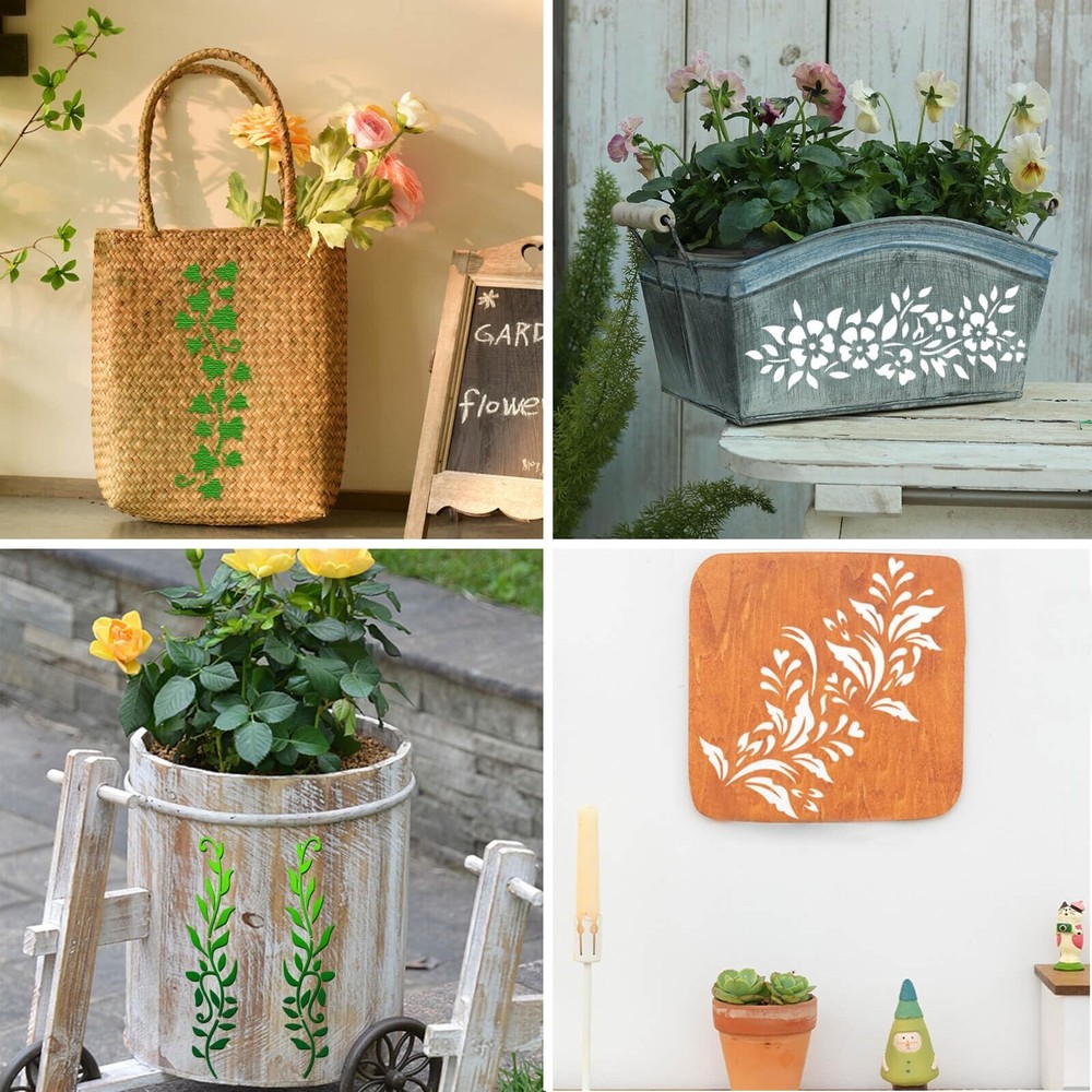 12 Pack Large Leaf Vine Stencils, DIY Crafts Drawing Templates, Stencils Reus...