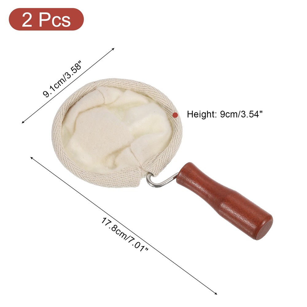 2 Pcs Coffee Sock Filter with Wooden Handle, Small, Beige
