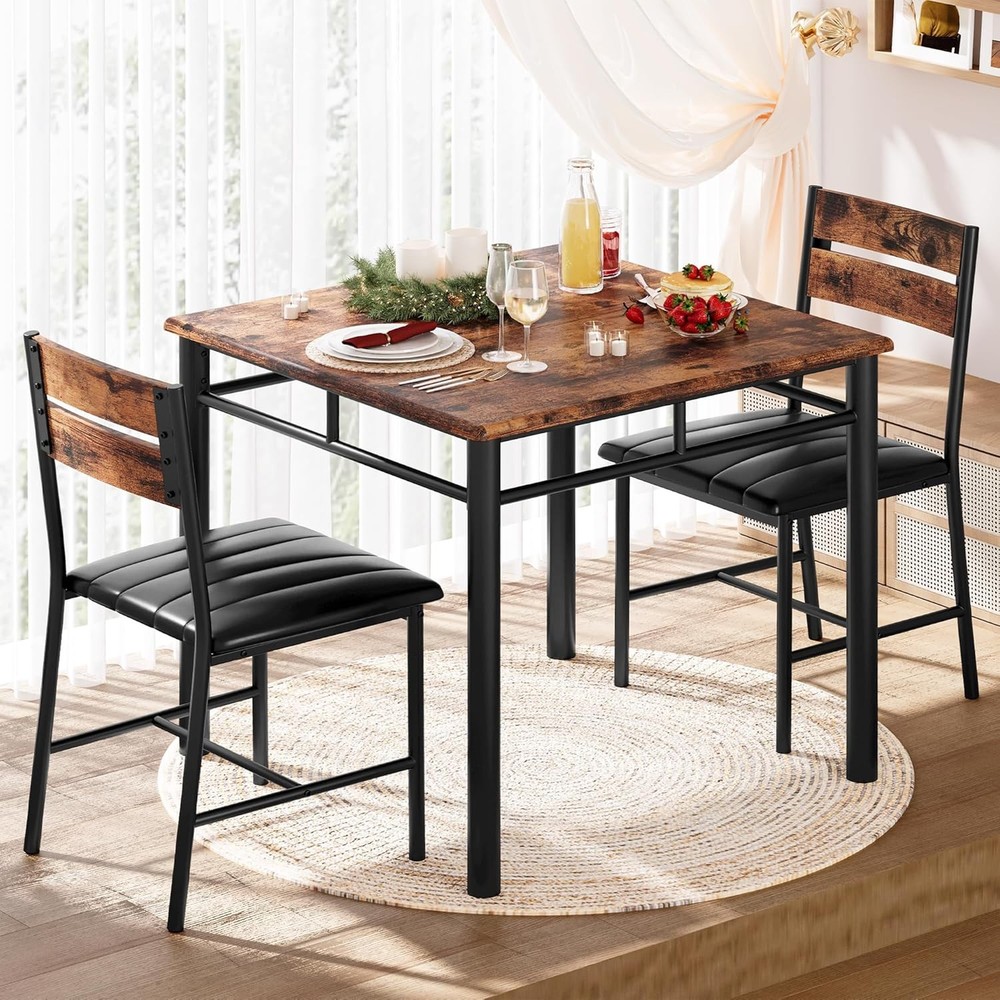 Dining Table Set 2 Small Kitchen Table W/ Upholstered Chairs Dinning Table Set