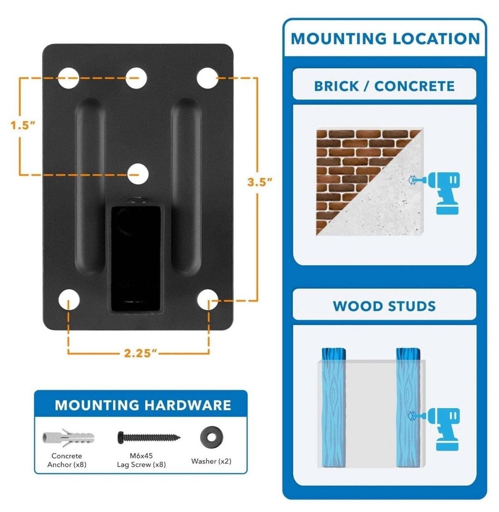 Speaker Wall Mounts w/ Sliding Clamps (pair) MI-SB37 Includes instructions