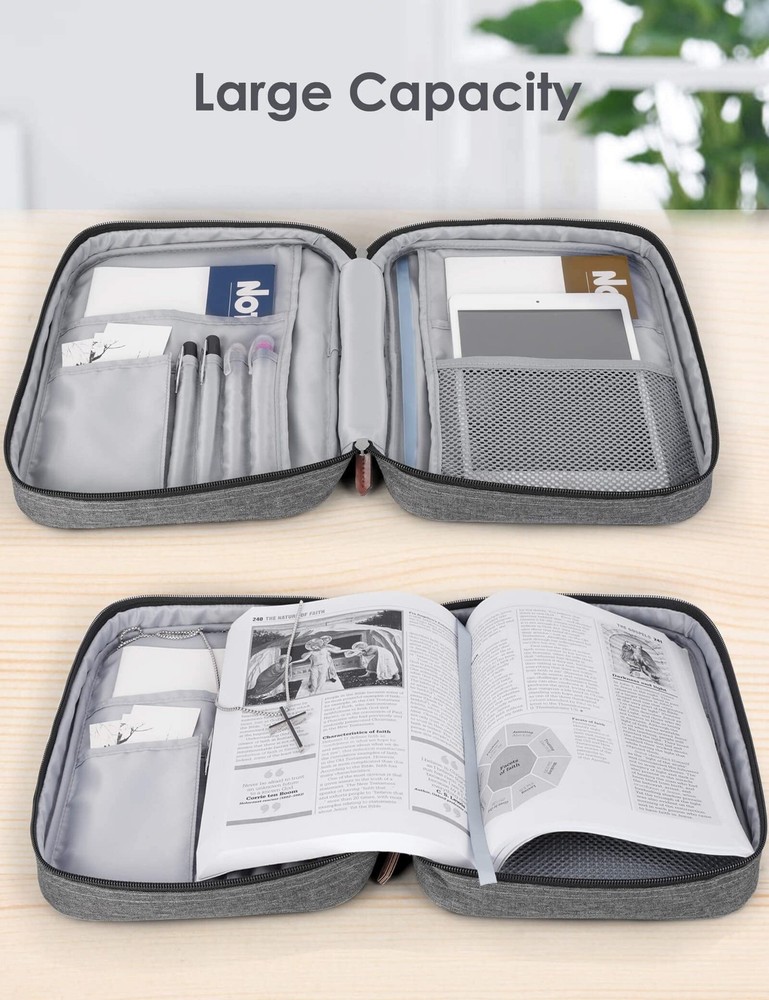Bible Covers for Men, Bible Carrying Case with Pockets/Leather Handle, Multi-...