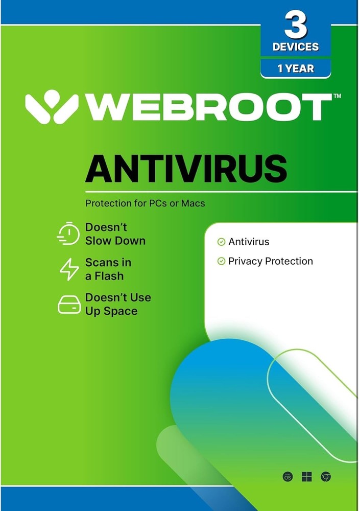 Antivirus Software 2025 | 3 Device | 1 PC/Mac with Keycard