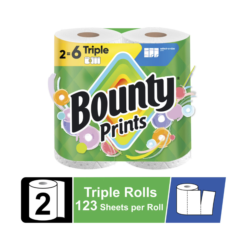 Select-A-Size Printed Paper Towels, 2 Triple Rolls, 123 Sheets