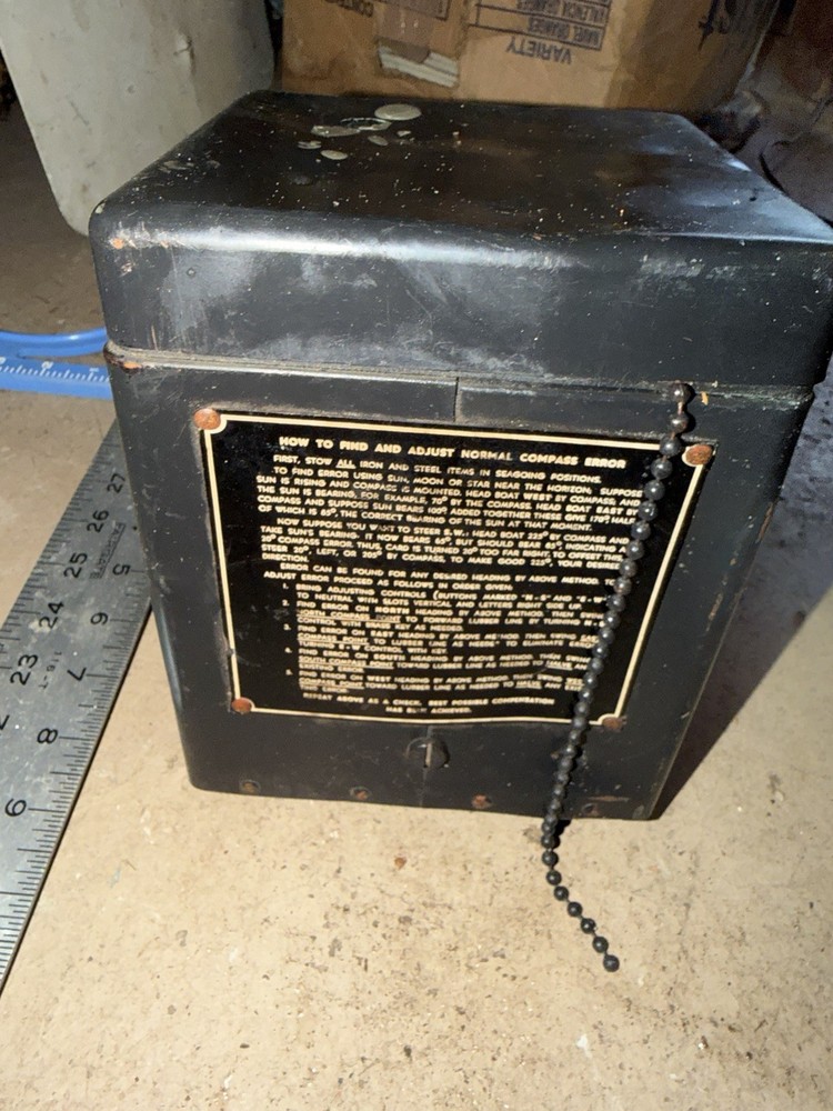 Antique Ship Compass John E Hand Sons Philly Maritime Commission Binnacle WWII