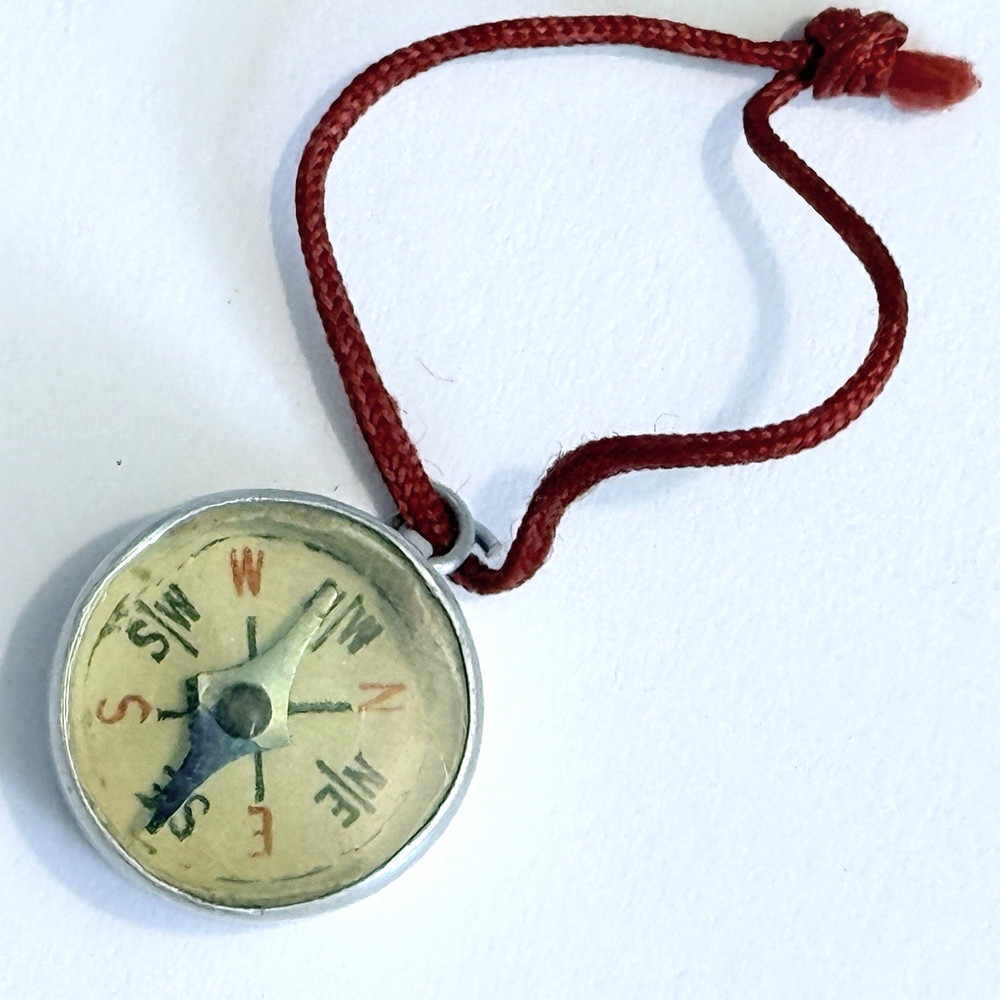 Vintage Working Mini Compass Charm with Mirror Back 3/4" Diameter