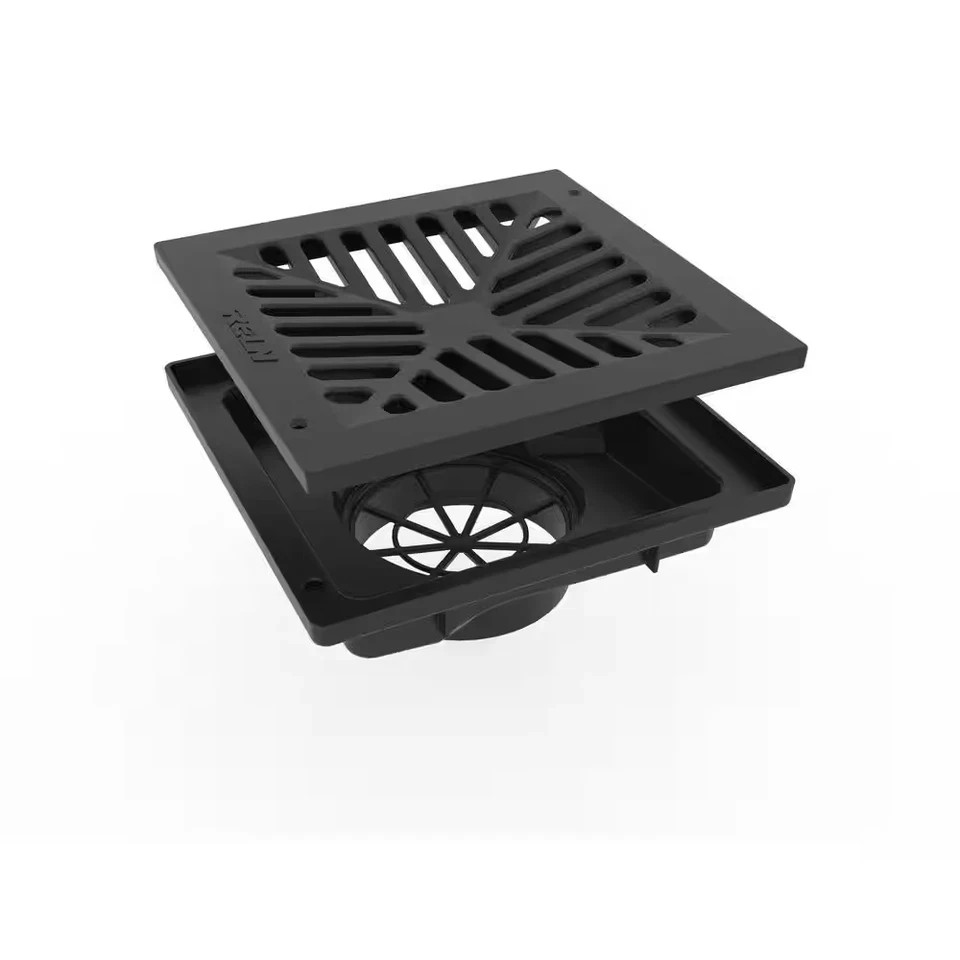 RELN Storm Vortex 9" Low Profile Catch Basin Complete with Black Concave Grate