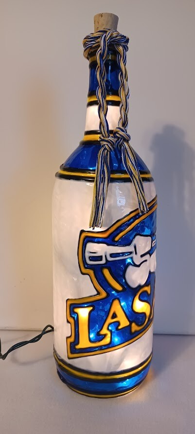 LaSalle University Inspired Lighted Bottle Hand Painted