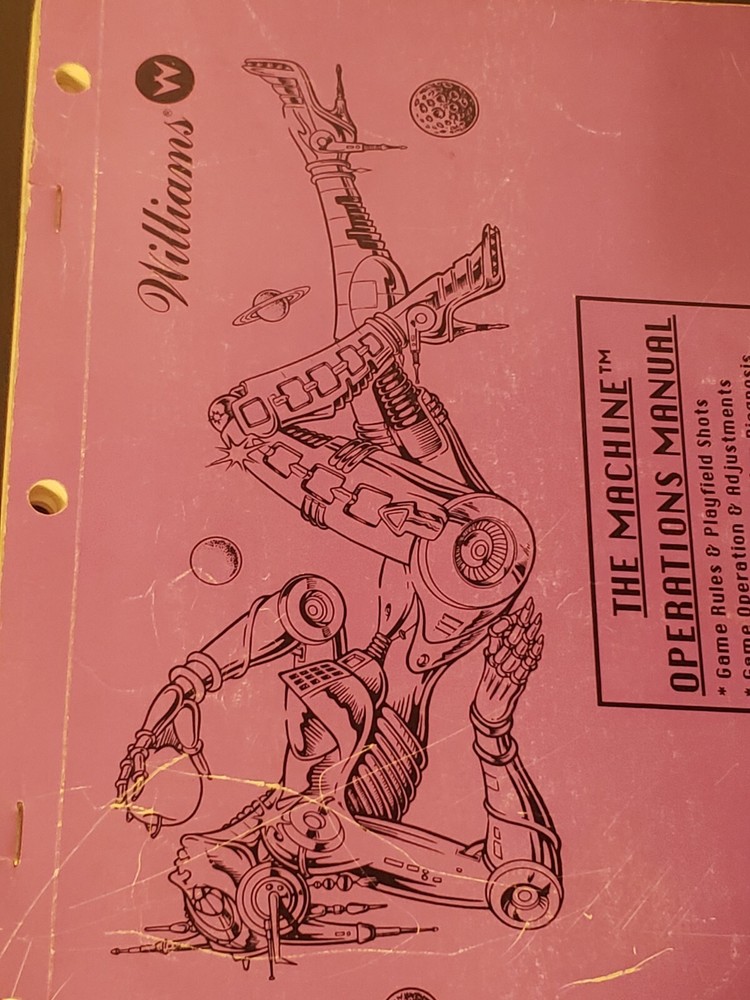 Original 1991 THE MACHINE WILLIAMS Arcade Game Operations Manual & Schematics