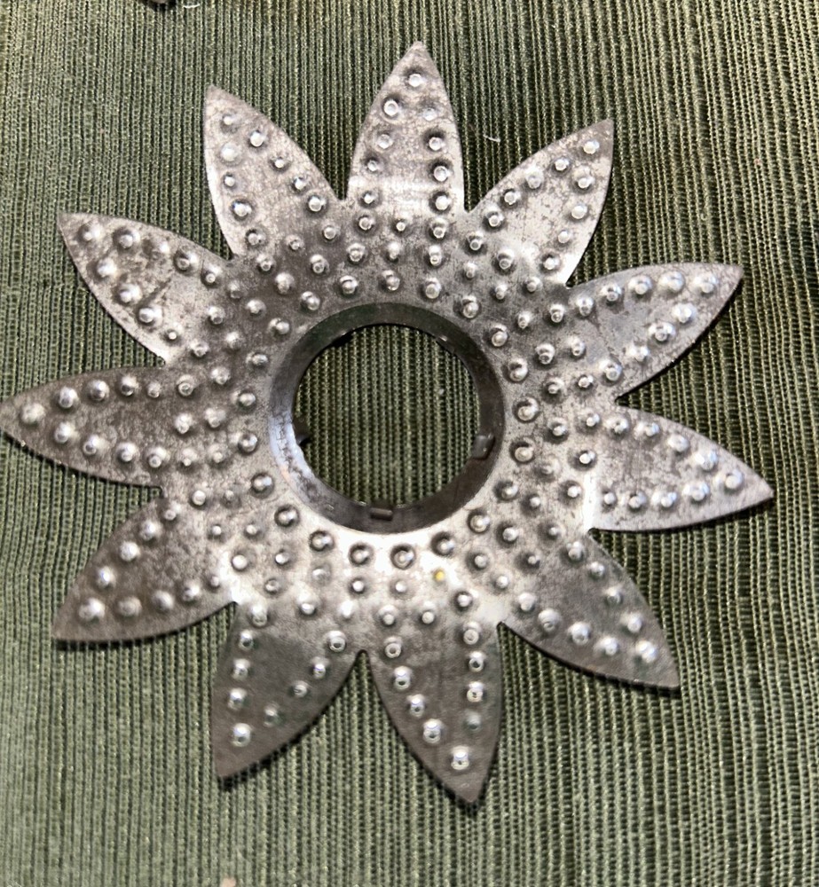 5 Vintage Christmas Silver Tin Flower Design String light Reflectors Covers