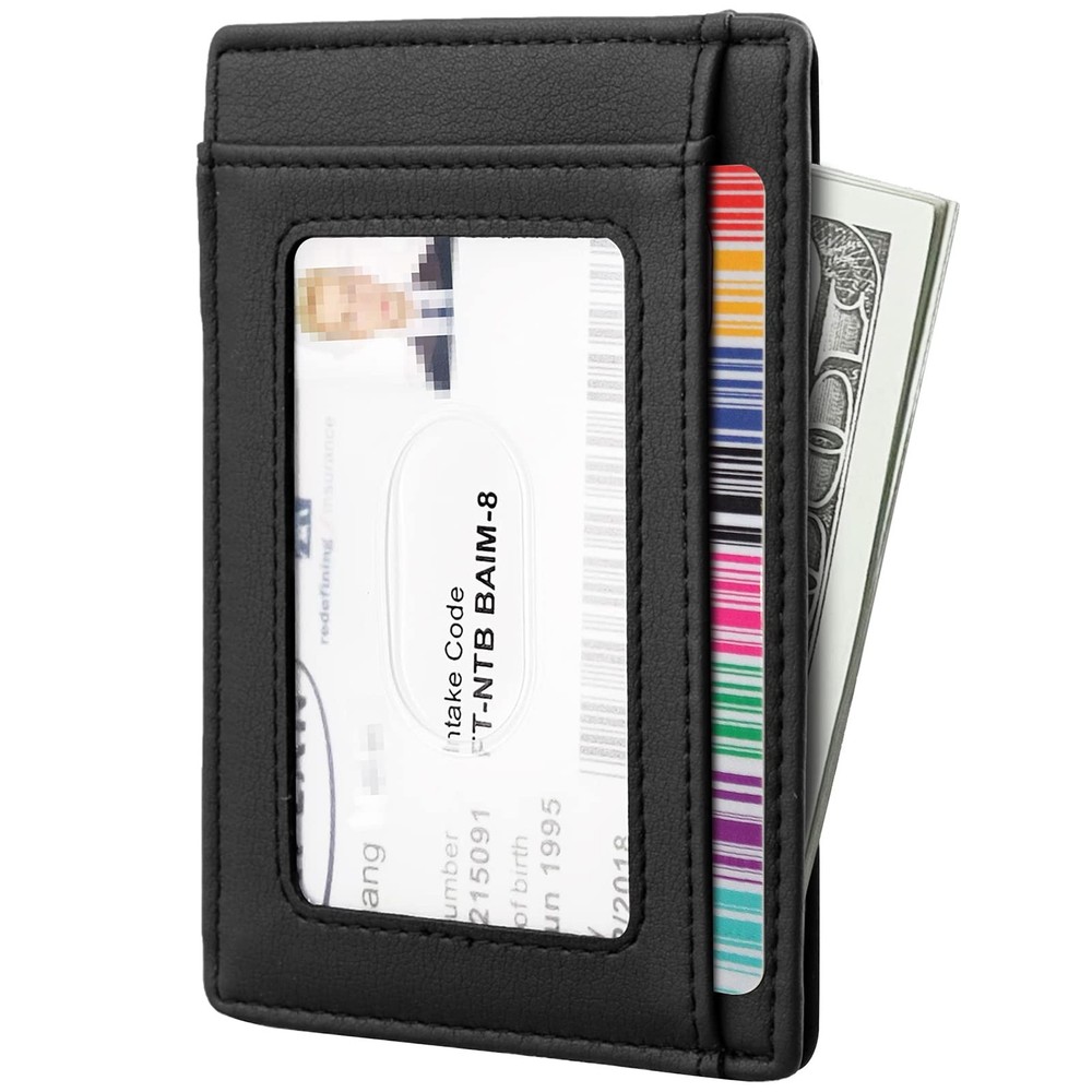 Travelambo Front Pocket Minimalist Leather Slim Wallet RFID Blocking Medium S...
