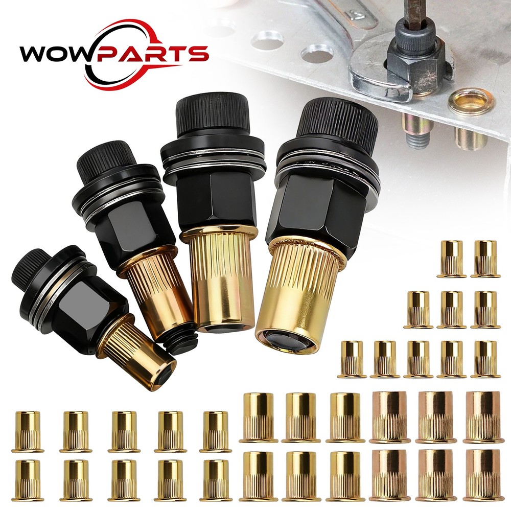 36pcs Manual Rivet Nut Tool Adapter Carbon Steel Head Threaded Insert Rivnut Set