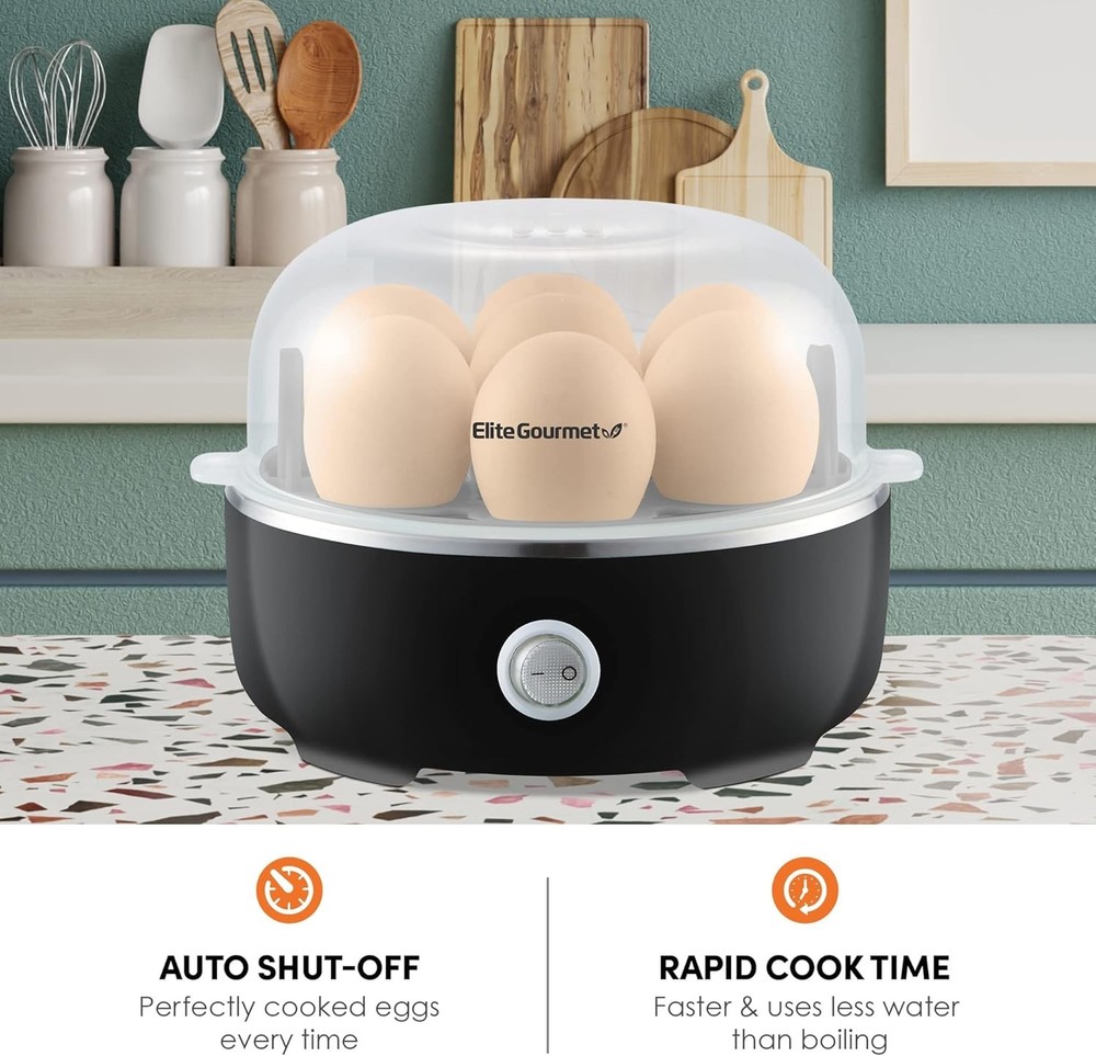 EGC115B Easy Egg Cooker Electric 7-Egg Capacity Soft Medium Hard-Boiled Egg...