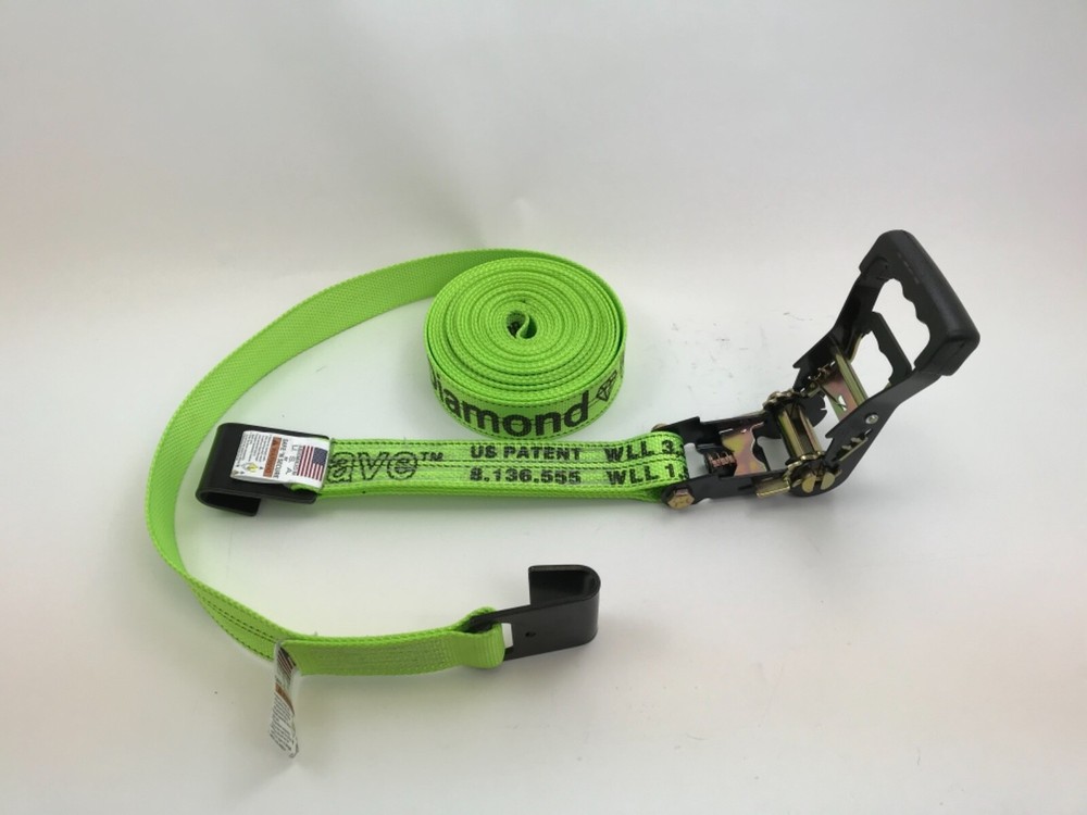 2 in x 30 ft Flat Hook Cargo Strap with Mega Ratchet and Diamond Weave Webbing