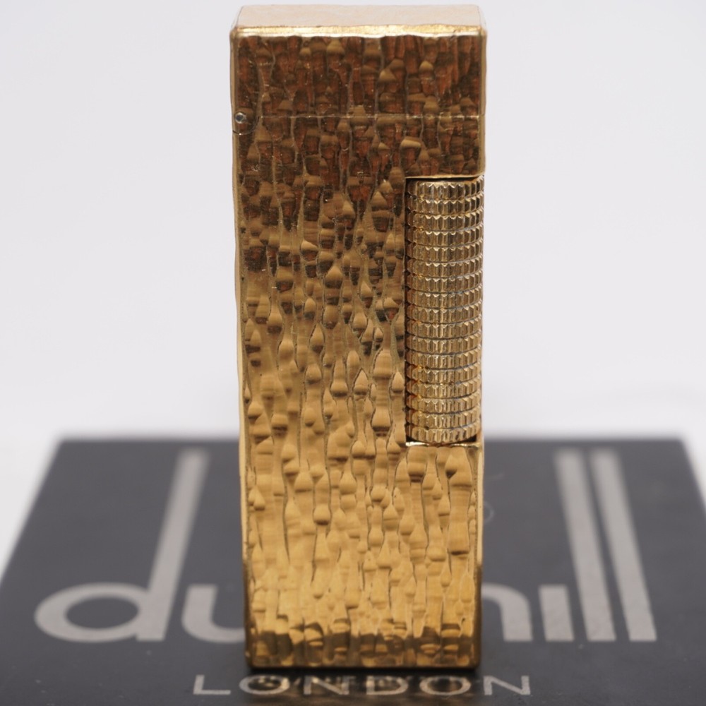 Dunhill Lighter Gold Bark Pattern-Ultrasonically Cleaned_Working