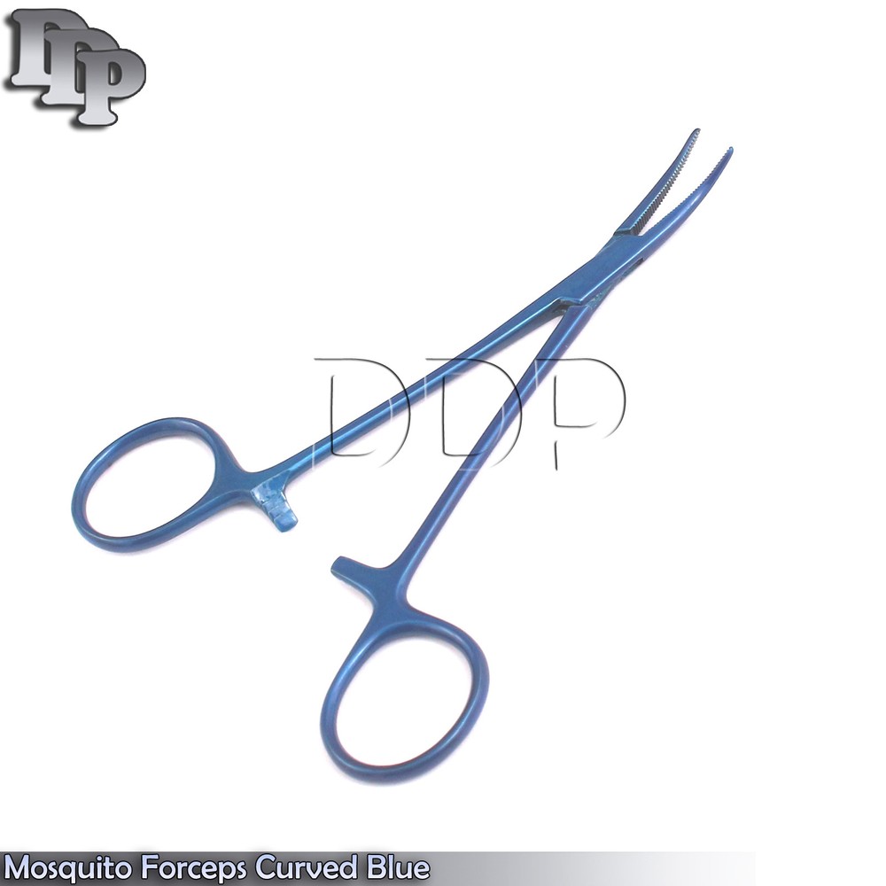 Mosquito Forceps Curved 5" Blue Color Surgical Instruments
