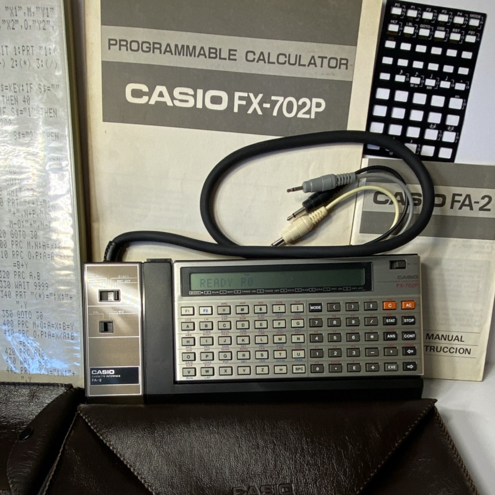 Casio FX-702P Vintage Programmable Calculator w/ FA-2 Cassette Interface, Manual