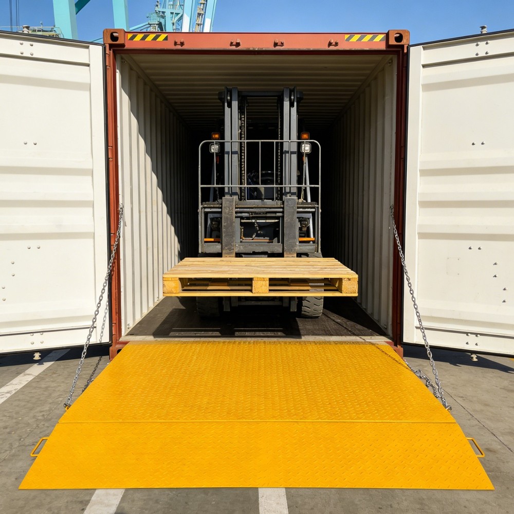16000lbs 78"x86" container loading ramp with Flip-Over Bridge