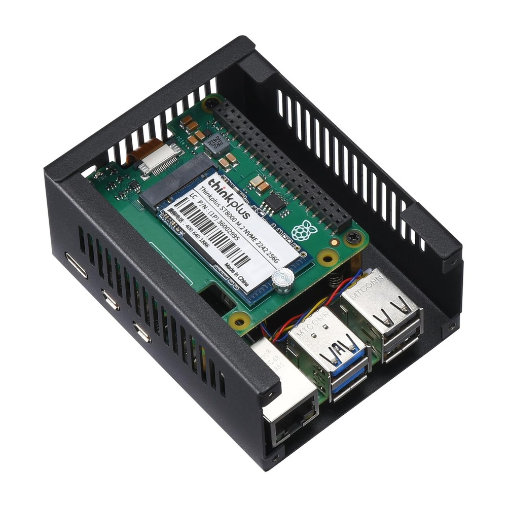 Metal Case for Raspberry Pi 5, Support 5 Active Cooler, PCIe Black