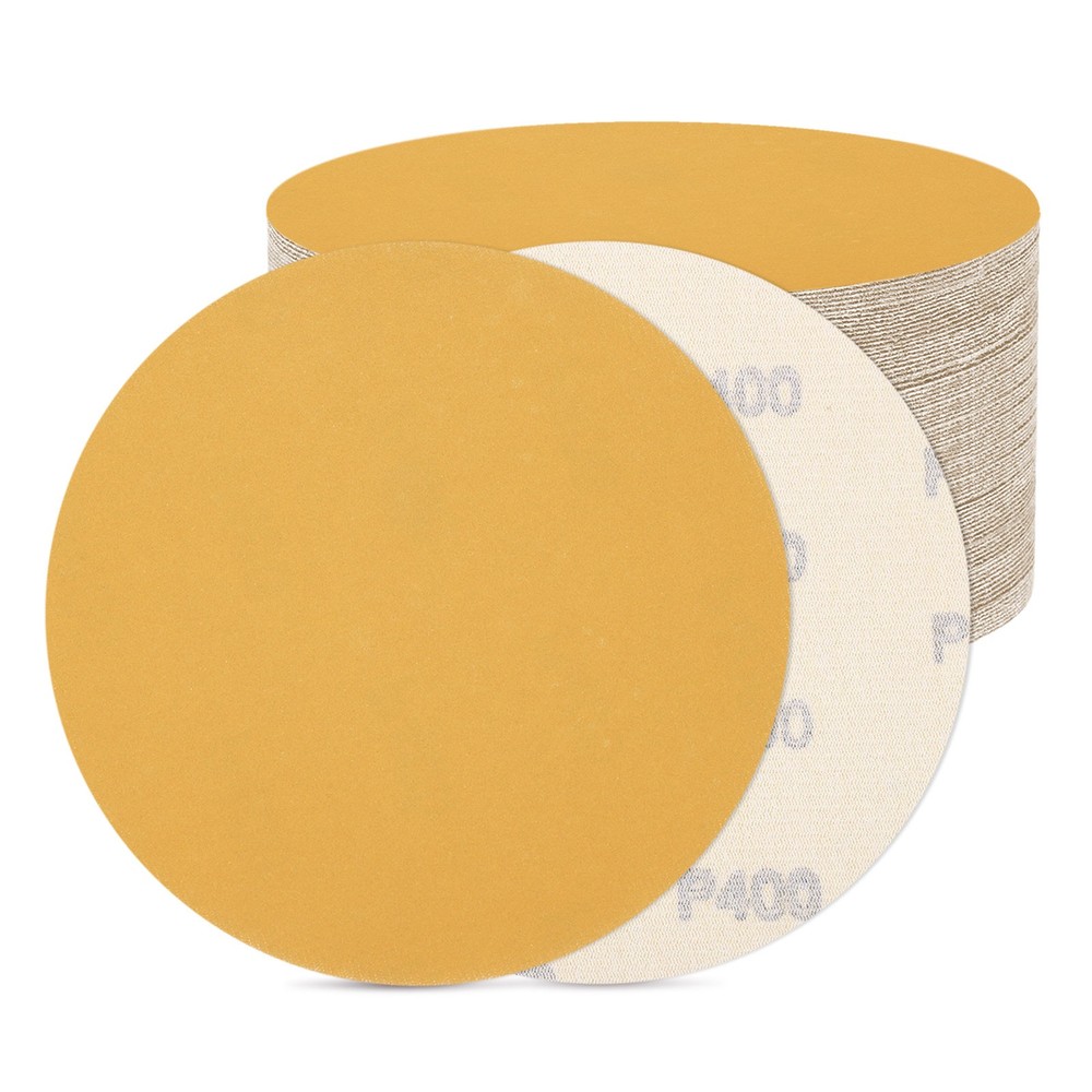 100 Pcs 5 Inch 400 Grit Hook and Loop Sanding Disc, Yellow