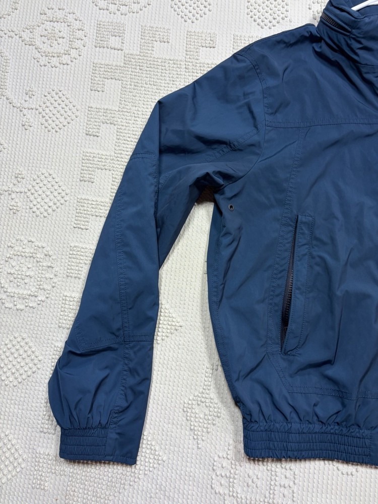 Orlebar Brown Shell Bomber Jacket Men Medium Stowable Hood Blue Full Zip
