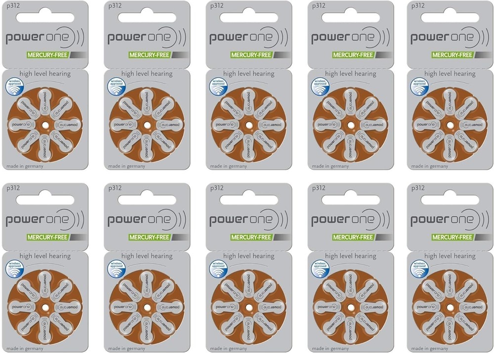 80 Powerone Mercury Free Hearing Aid Batteries Size 312