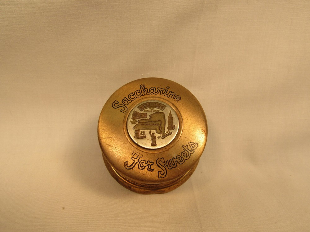 Vintage SACCHARINE FOR SWEETS New York Tin Container