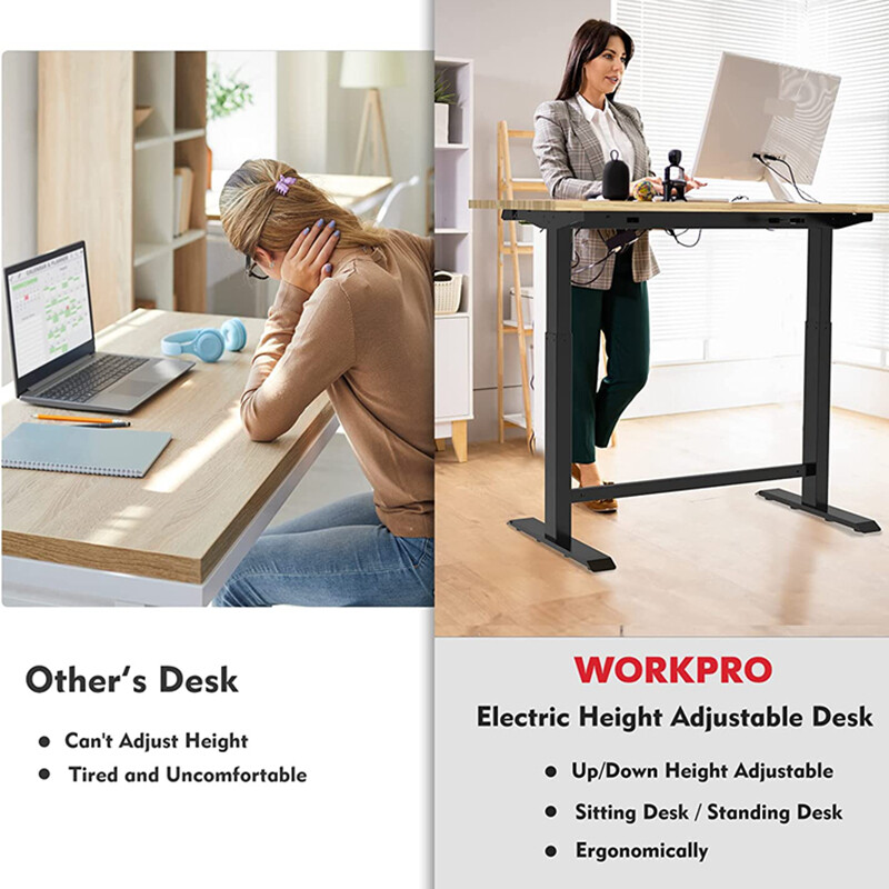 WORKPRO 48in Electric Standing Desk Adjustable Workbench Wooden Top 500 LBS Load