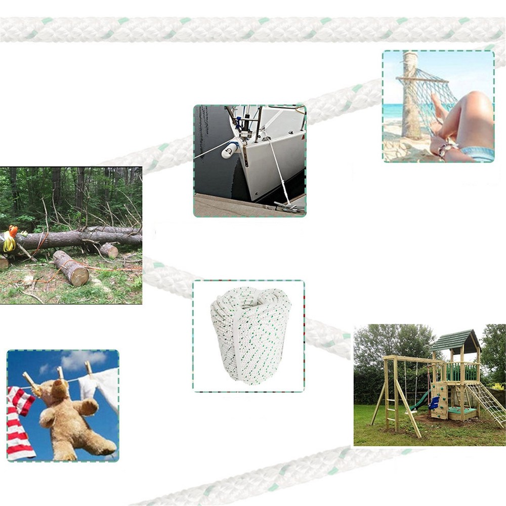 3/8"×200‘ Double Braid Polyester Rope 4800lbs Breaking Strength Strong Pulling