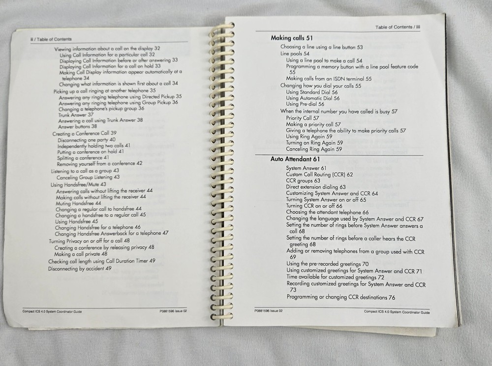 Nortel Norstar Compact ICS 4.0 System Coordinator Guide User Manual Spiralbound