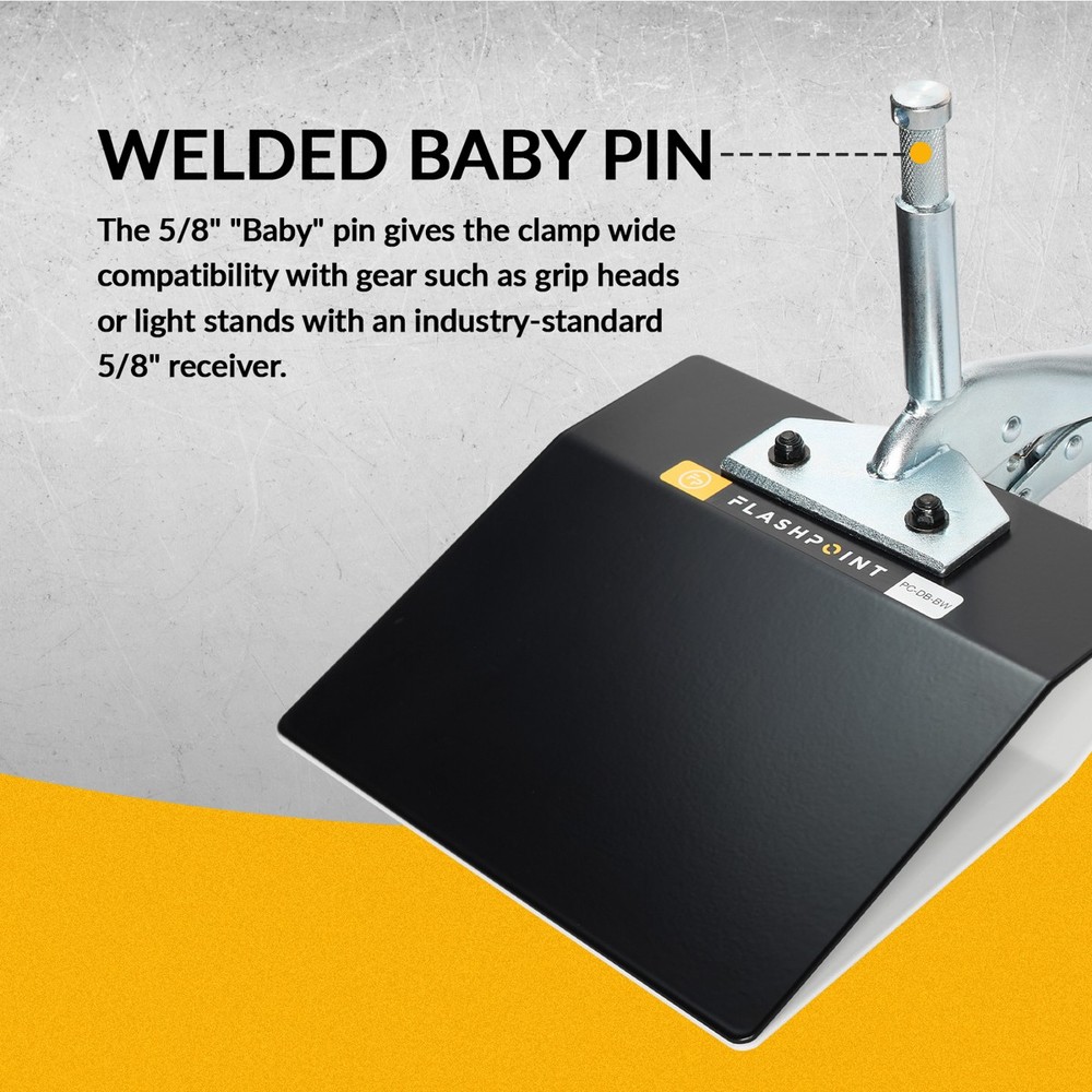 Flashpoint Duckbill Style Plate Clamp, Black/White #PC-DB-BW