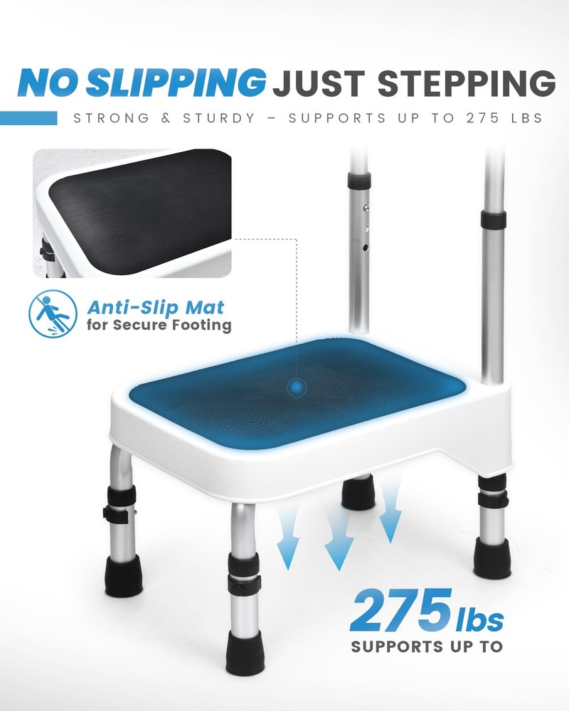 Step Stool with Handle for Elderly, Aluminum Step Stools for Adults, Step Sto...