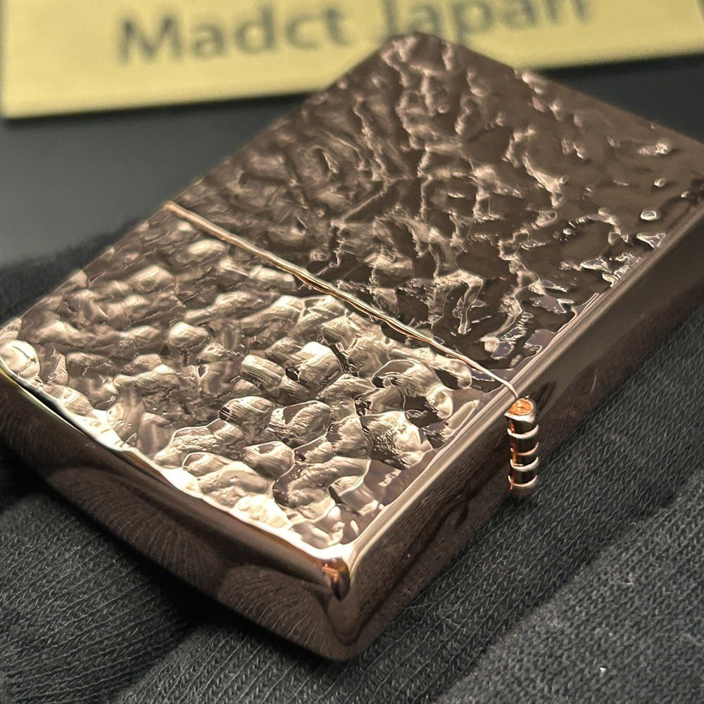 Zippo 2 Sided Processing Hammer Tone Copper Bronze Lighter With Regular Case