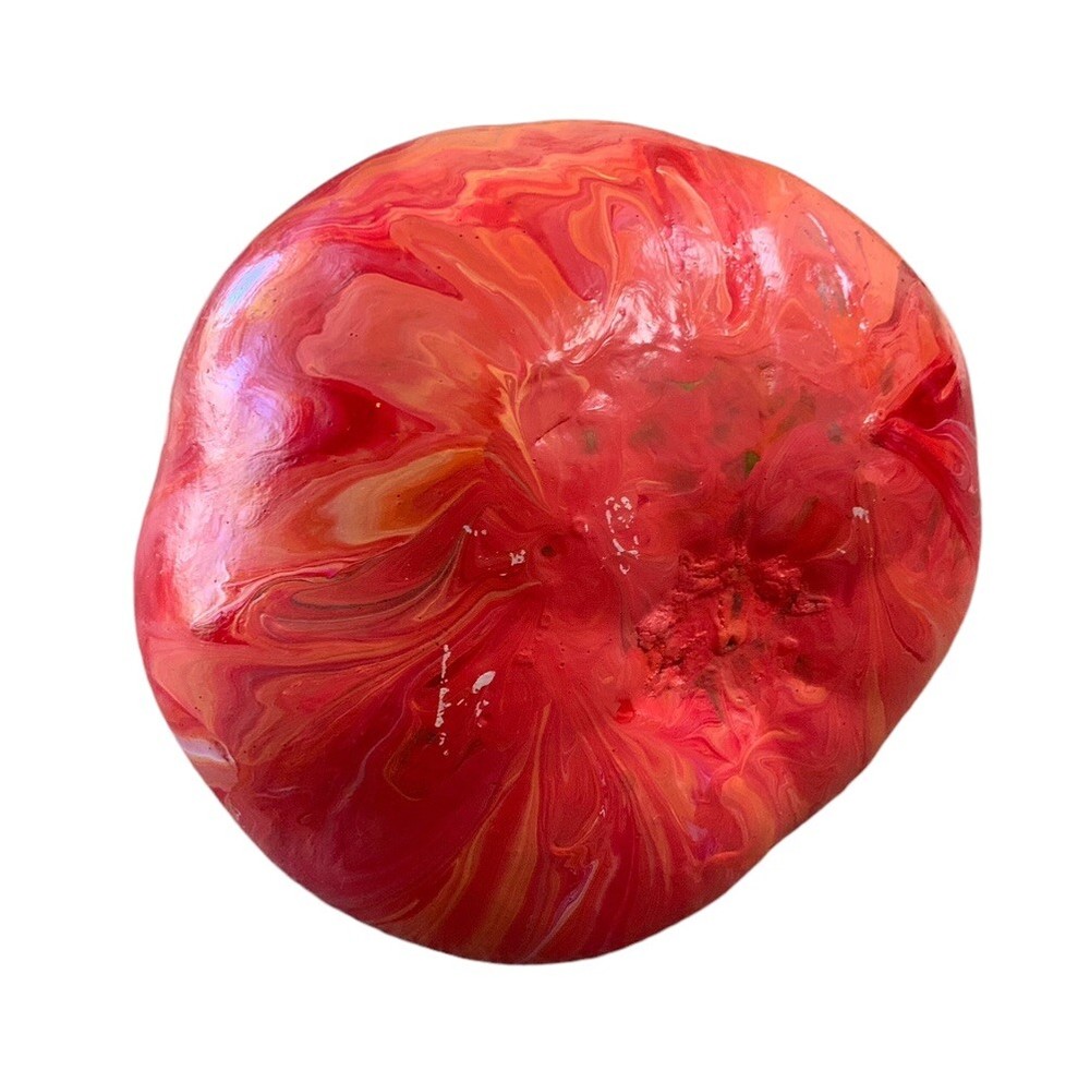 Handpainted Gourd Red Multicolored 6” X 6” Fall Halloween