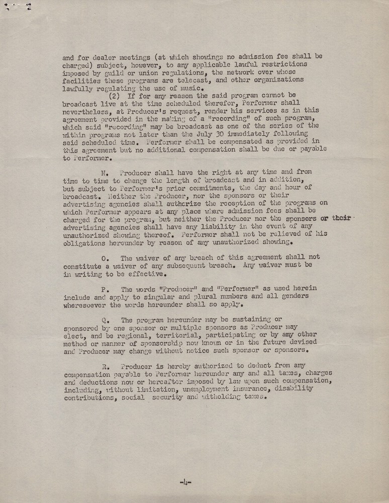BUDDY HACKETT - CONTRACT SIGNED 12/20/1955