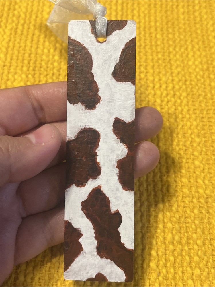 Bookmark Hand Painted Cow Print Design