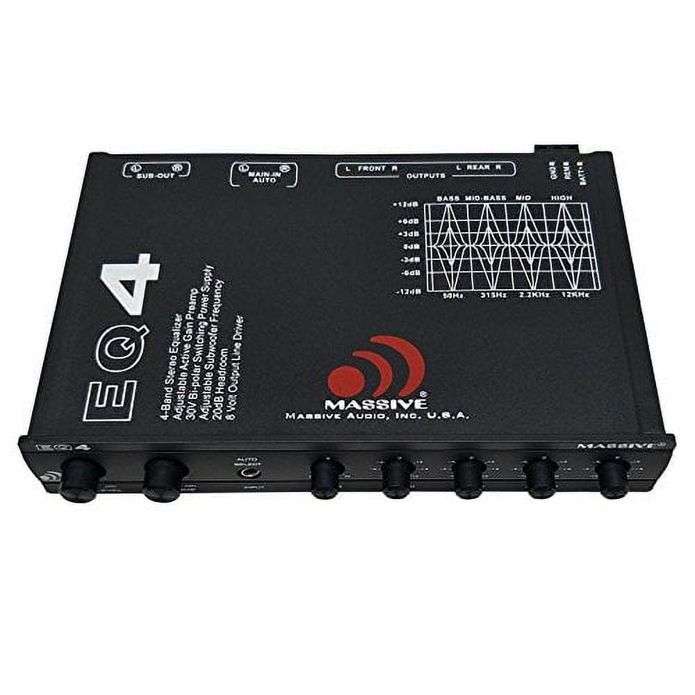 Massive Audio EQ4 4 Band Car Audio Graphic Equalizer