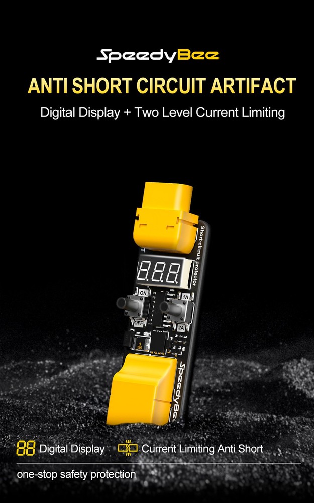 SpeedyBee Anti Short Circuit Module 4-6S 1A/2A Current Limiting For Flight Stack