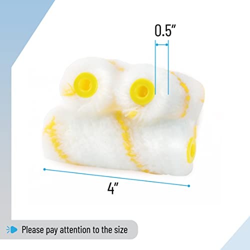 Bates- Paint Roller Covers, 4" Roller Covers, 4" x 1/2", 24 Pack Yellow Stripes